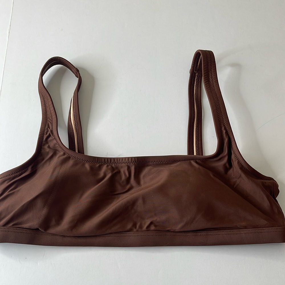 Madewell Second Wave Balconette Bikini Swim Top Brown Large